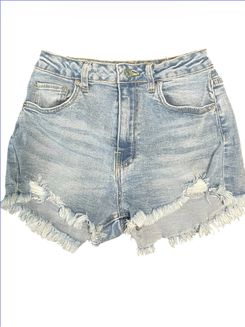 Love Tree Denim Light Wash Frayed Hem Denim Shorts